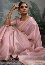 Load image into Gallery viewer, Pink Linen Saree With Blouse