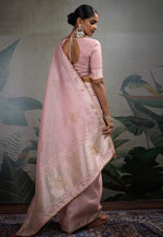 Load image into Gallery viewer, Pink Linen Saree With Blouse