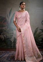 Load image into Gallery viewer, Pink Linen Saree With Blouse
