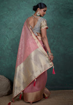 Load image into Gallery viewer, Pink Linen Saree With Blouse
