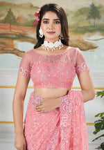 Load image into Gallery viewer, Pink Net Saree With Blouse