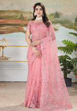 Load image into Gallery viewer, Pink Net Saree With Blouse