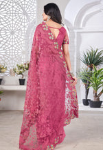 Load image into Gallery viewer, Pink Net Saree With Blouse