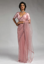 Load image into Gallery viewer, Pink Net Saree With Blouse