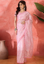 Load image into Gallery viewer, Pink Net Saree With Blouse