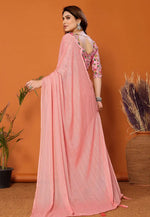 Load image into Gallery viewer, Pink Polyester Saree With Blouse