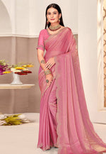 Load image into Gallery viewer, Pink Satin Silk Saree With Blouse