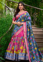 Load image into Gallery viewer, Pink Silk Floral print Lehenga choli