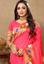 Load image into Gallery viewer, Pink Silk Paithani Saree
