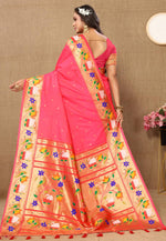 Load image into Gallery viewer, Pink Silk Paithani Saree