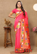 Load image into Gallery viewer, Pink Silk Paithani Saree