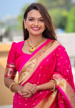 Load image into Gallery viewer, Pink Silk Paithani Saree