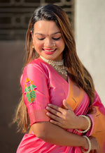Load image into Gallery viewer, Pink Silk Paithani Saree