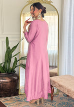 Load image into Gallery viewer, Pink Silk Readymade Long Anarkali Suit
