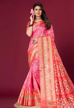 Load image into Gallery viewer, Pink Silk Satin Saree With Blouse