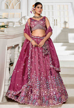 Load image into Gallery viewer, Pink Tissue Circular Lehenga Choli