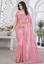 Load image into Gallery viewer, Pink Tissue Saree With Blouse