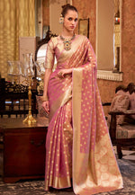 Load image into Gallery viewer, Pink Tissue Silk Saree With Blouse