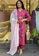 Load image into Gallery viewer, Pink Viscose Readymade Pakistani Suit