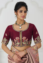 Load image into Gallery viewer, Pink Viscose Saree With Blouse