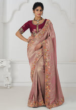 Load image into Gallery viewer, Pink Viscose Saree With Blouse