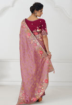 Load image into Gallery viewer, Pink Viscose Saree With Blouse