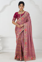 Load image into Gallery viewer, Pink Viscose Saree With Blouse