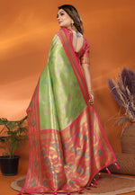 Load image into Gallery viewer, Pista Green Banarasi Silk Saree