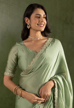 Load image into Gallery viewer, Pista Green Chiffon Lehenga Saree