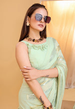 Load image into Gallery viewer, Pista Green Georgette Sequence Saree