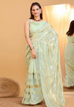 Load image into Gallery viewer, Pista Green Georgette Sequence Saree