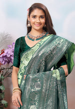 Load image into Gallery viewer, Pista Green Kanjivaram Silk Saree With Blouse