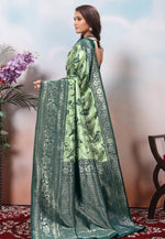 Load image into Gallery viewer, Pista Green Kanjivaram Silk Saree With Blouse