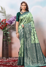 Load image into Gallery viewer, Pista Green Kanjivaram Silk Saree With Blouse