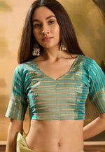 Load image into Gallery viewer, Pista Green Khadi Saree With Blouse