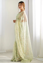 Load image into Gallery viewer, Pista Green Net Saree With Blouse