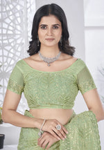 Load image into Gallery viewer, Pista Green Tissue Sequence Saree