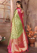 Load image into Gallery viewer, Pista Green Tissue Silk Saree With Blouse
