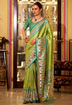 Load image into Gallery viewer, Pista Green Tissue Silk Saree With Blouse