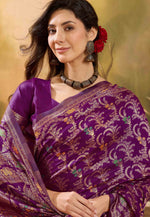 Load image into Gallery viewer, Purple Banarasi Jacquard Saree With Blouse