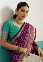 Load image into Gallery viewer, Purple Banarasi Silk Saree