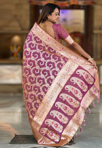 Load image into Gallery viewer, Purple Banarasi Silk Saree