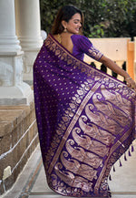 Load image into Gallery viewer, Purple Banarasi Silk Saree