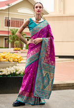 Load image into Gallery viewer, Purple Banarasi Silk Saree