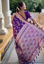 Load image into Gallery viewer, Purple Banarasi Silk Saree
