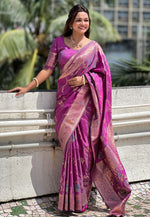 Load image into Gallery viewer, Purple Banarasi Silk Saree