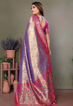 Load image into Gallery viewer, Purple Banarasi Silk Saree With Blouse