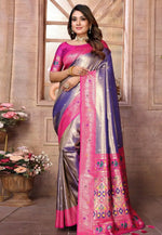 Load image into Gallery viewer, Purple Banarasi Silk Saree With Blouse