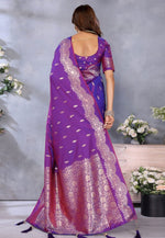 Load image into Gallery viewer, Purple Banarasi Silk Saree With Blouse