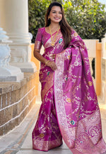 Load image into Gallery viewer, Purple Banarasi Silk Saree With Blouse